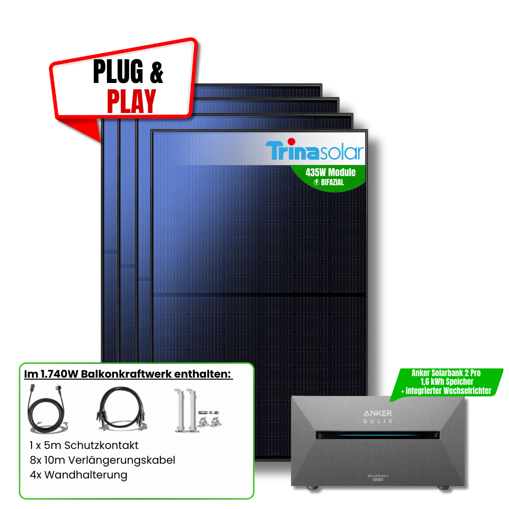 1740 Watt Anker Pro 2 E1600 Balkonkraftwerk