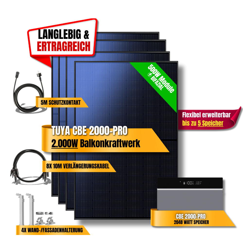 2000 Watt Tuya CBE 2000-Pro Balkonkraftwerk