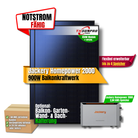 900W Jackery HomePower 2000 Balkonkraftwerk 1500W AC Notstrom