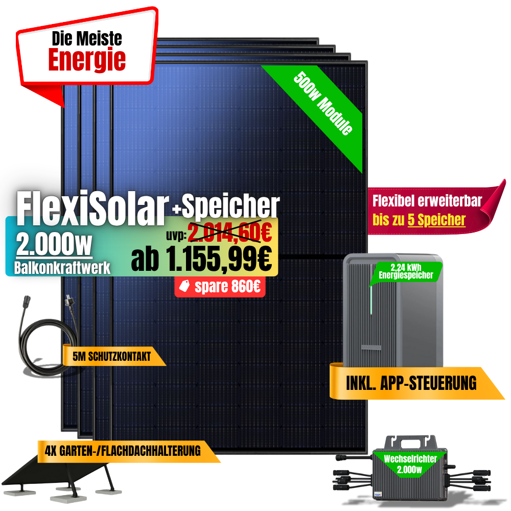 FlexiSolar 2000W +2,24kWh Speicher