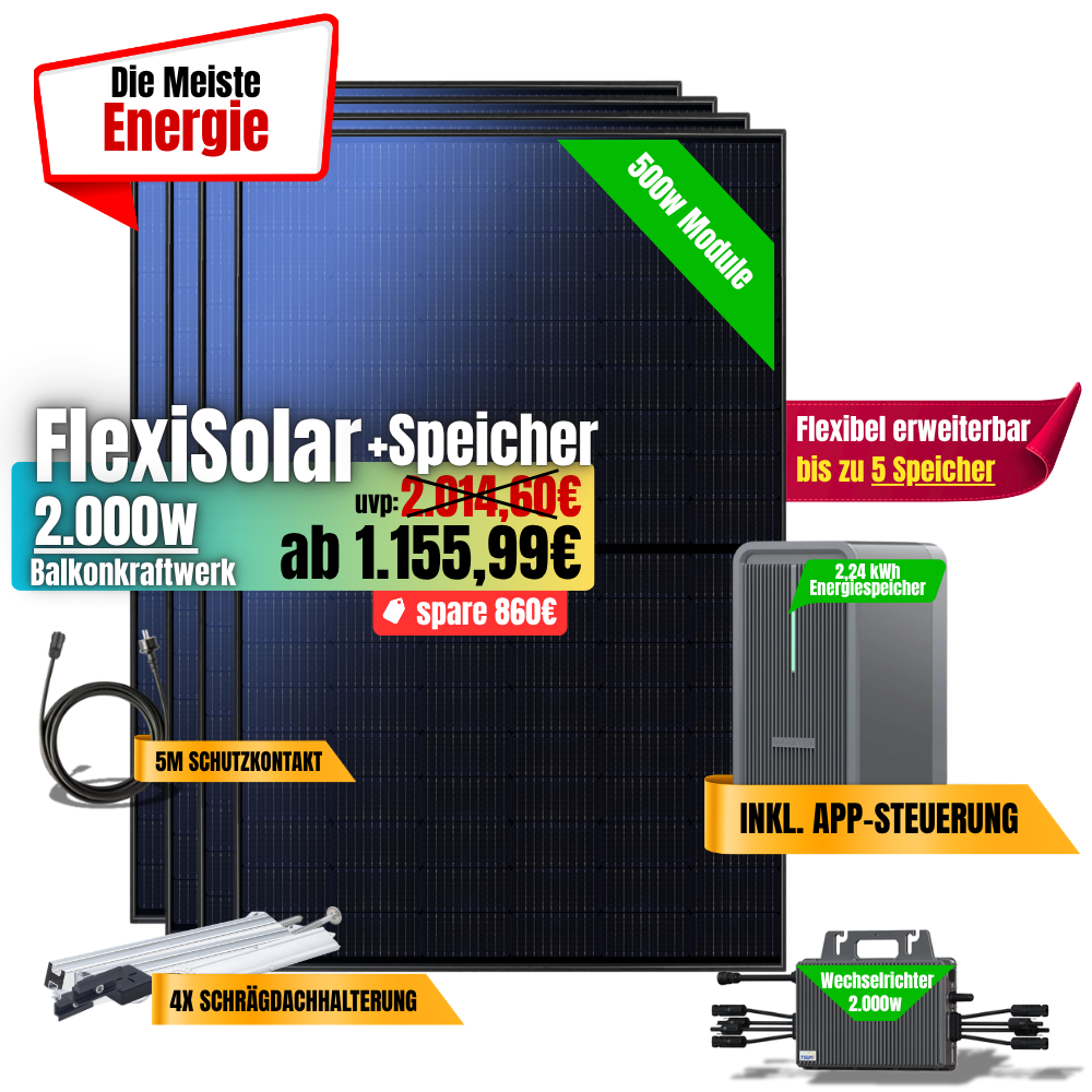 FlexiSolar 2000W +2,24kWh Speicher