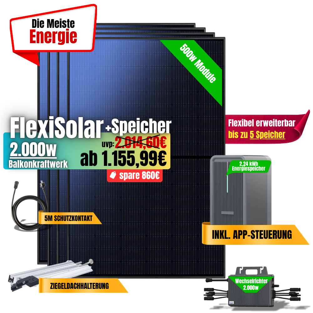 FlexiSolar 2000W +2,24kWh Speicher