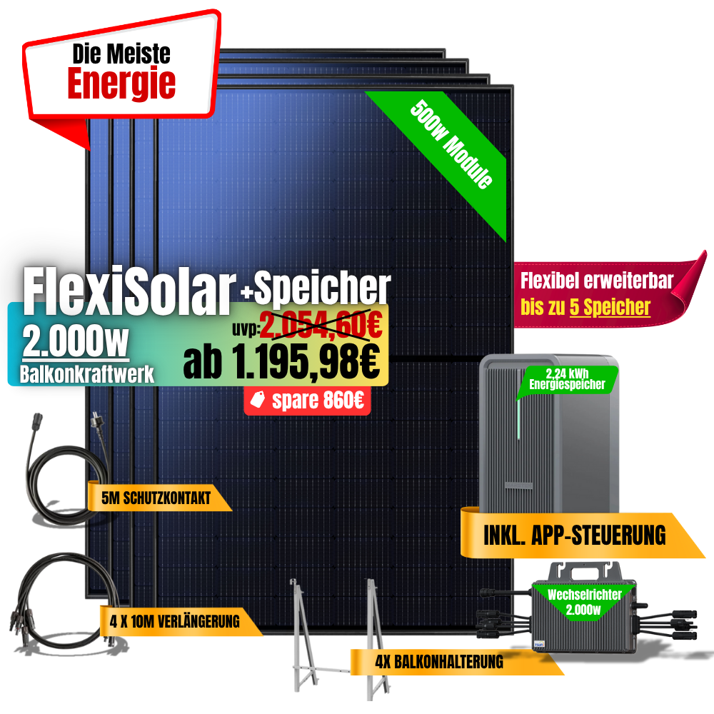 FlexiSolar 2000W +2,24kWh Speicher