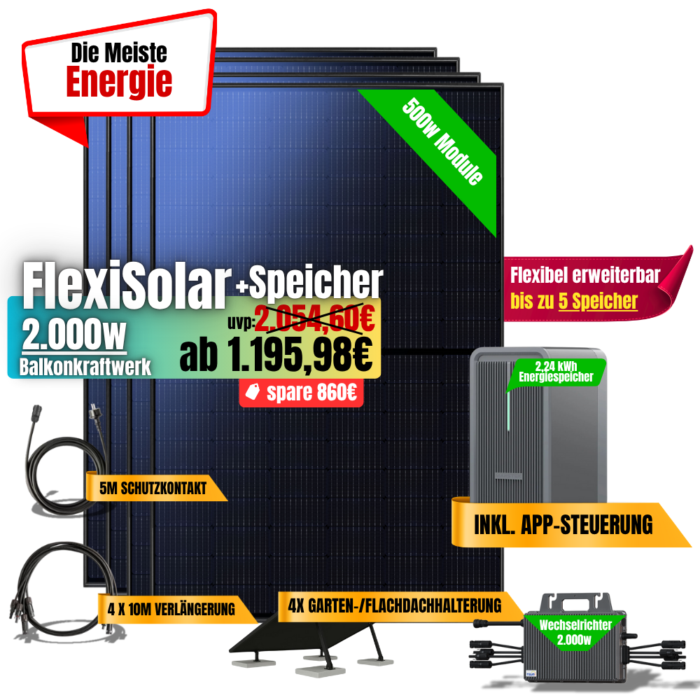 FlexiSolar 2000W +2,24kWh Speicher