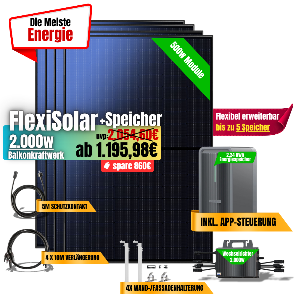 FlexiSolar 2000W +2,24kWh Speicher