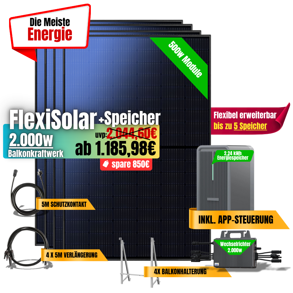 FlexiSolar 2000W +2,24kWh Speicher