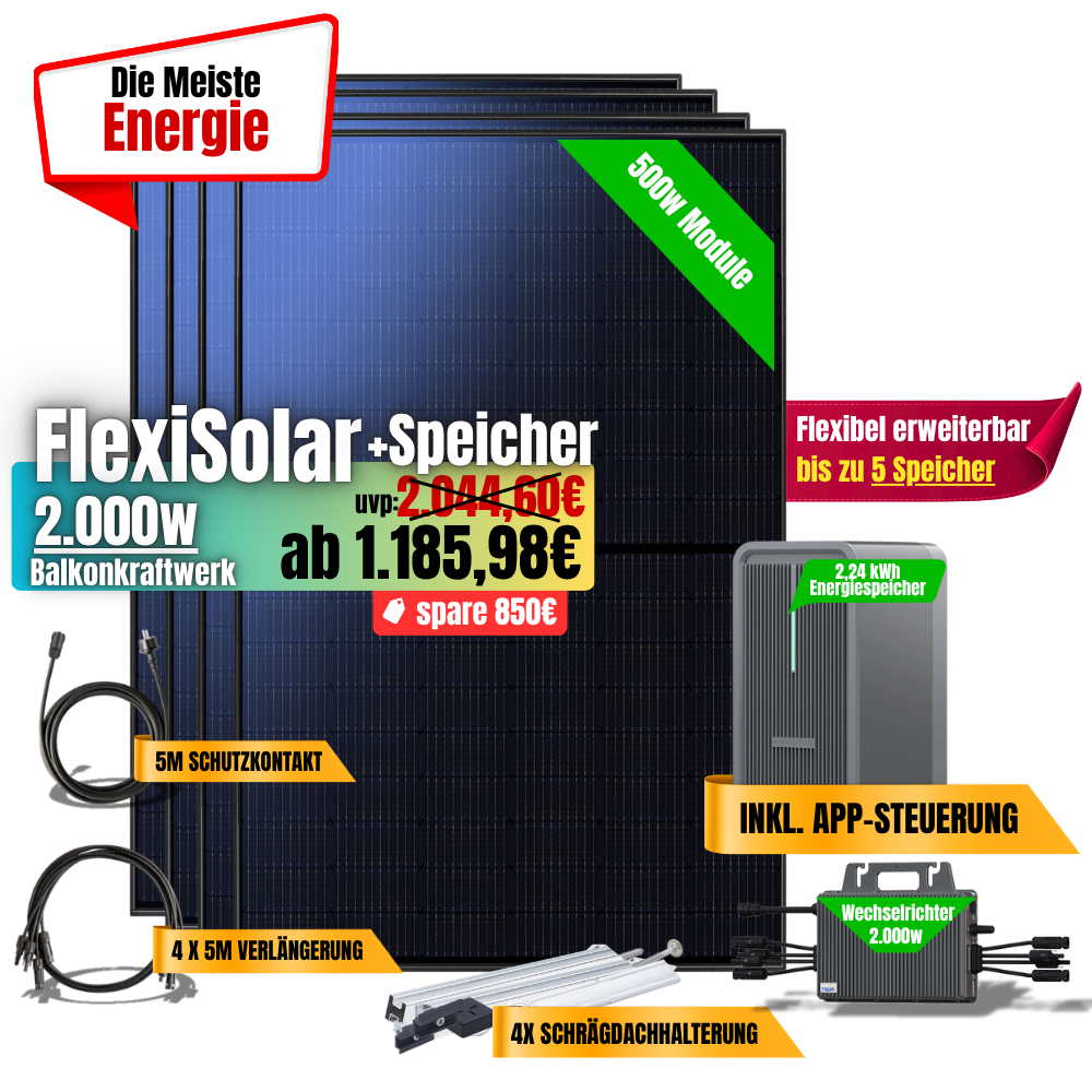 FlexiSolar 2000W +2,24kWh Speicher