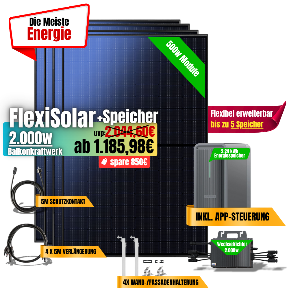 FlexiSolar 2000W +2,24kWh Speicher