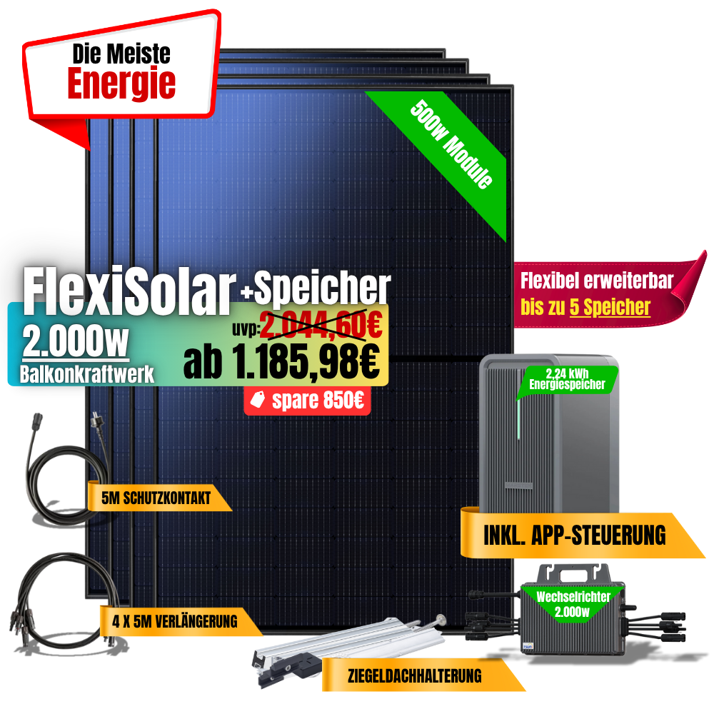 FlexiSolar 2000W +2,24kWh Speicher