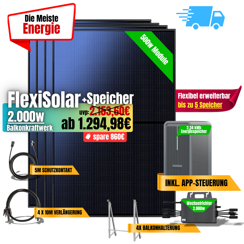 FlexiSolar 2000W +2,24kWh Speicher