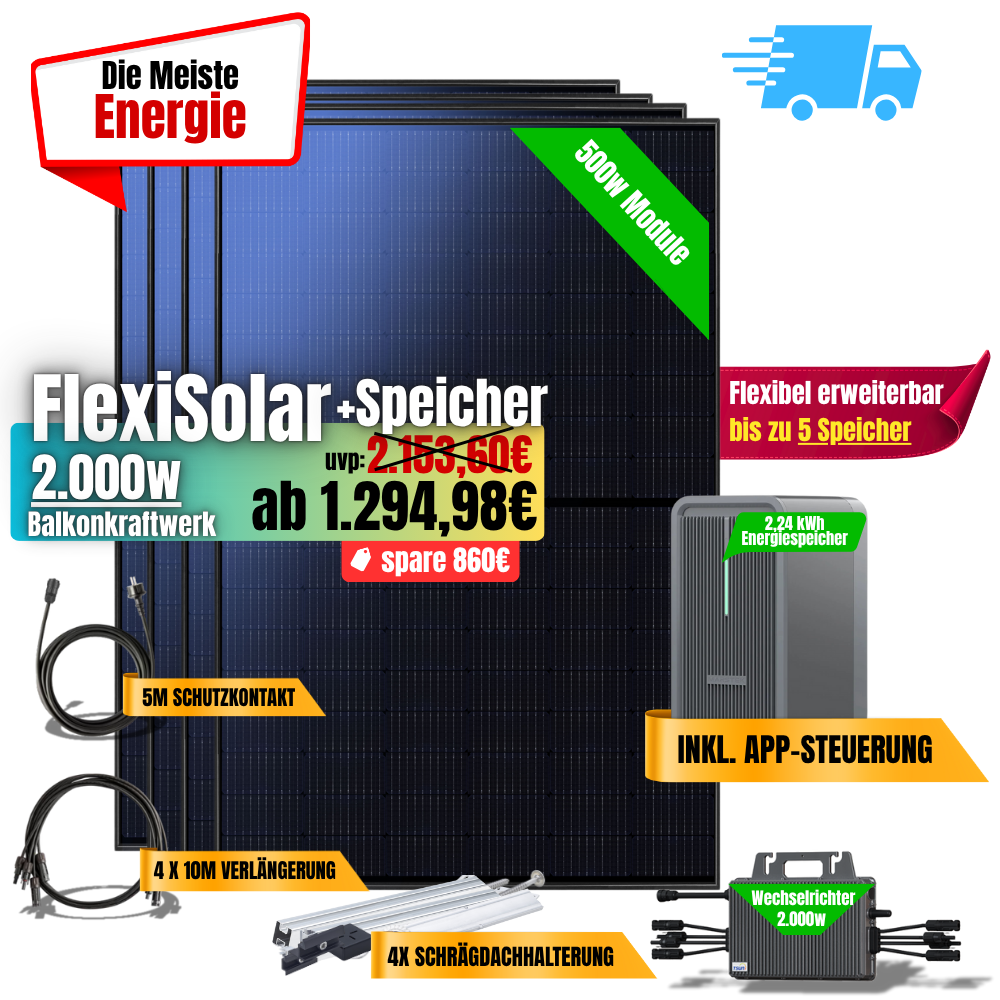 FlexiSolar 2000W +2,24kWh Speicher