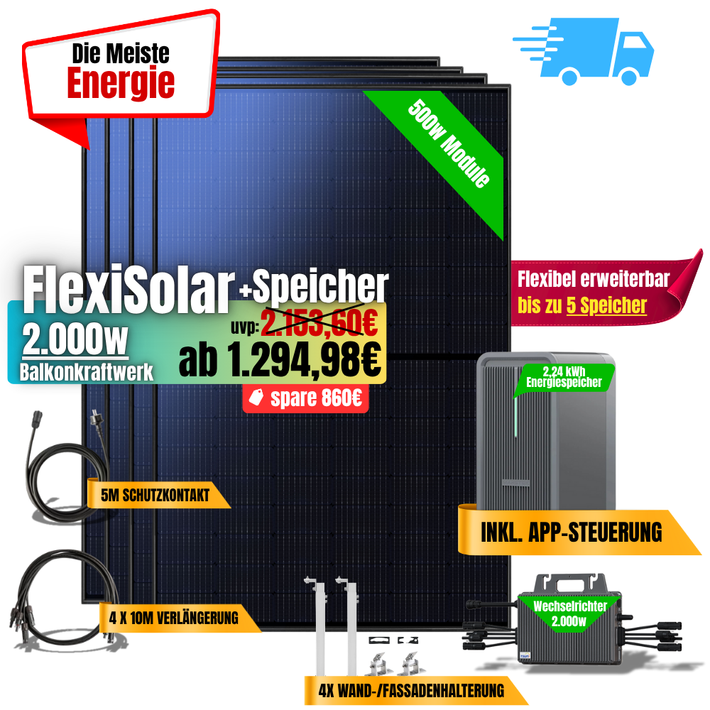 FlexiSolar 2000W +2,24kWh Speicher