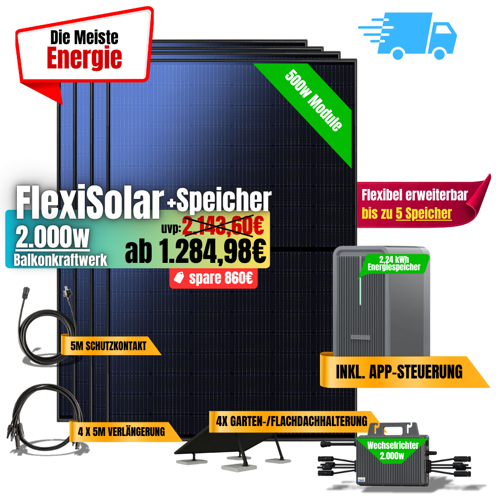 FlexiSolar 2000W +2,24kWh Speicher