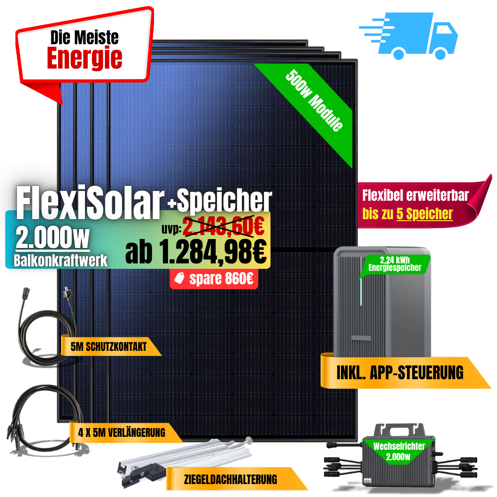 FlexiSolar 2000W +2,24kWh Speicher