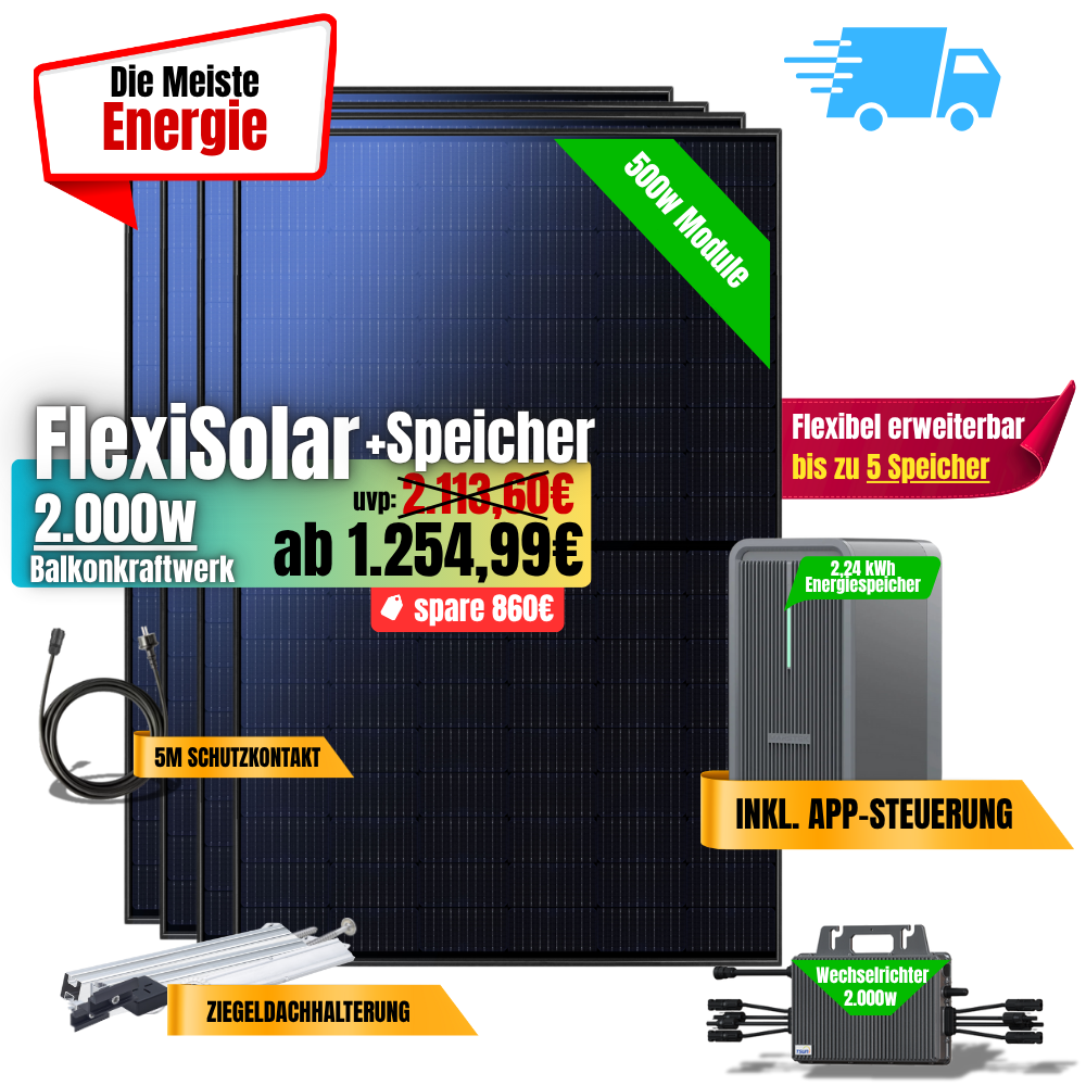 FlexiSolar 2000W +2,24kWh Speicher