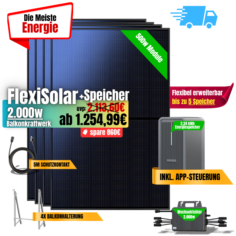 FlexiSolar 2000W +2,24kWh Speicher