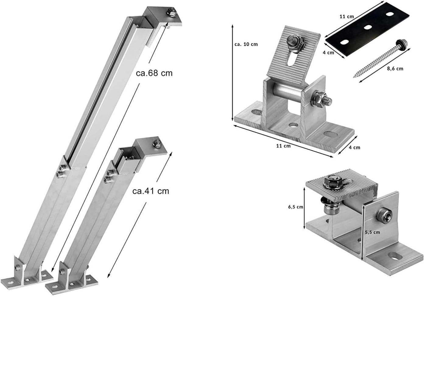 Fassaden-/ Wandhalterung Neigung 15-30°