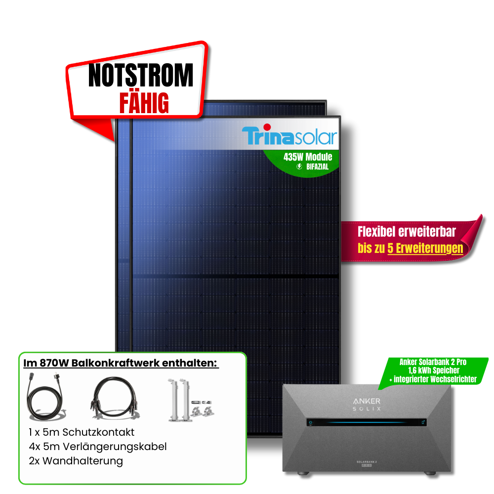 870 Watt Anker Pro 2 E 1600 Balkonkraftwerk