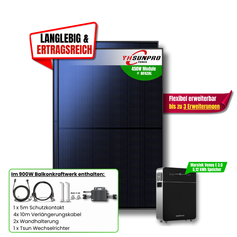 900 Watt Marstek Venus E 3.0 Balkonkraftwerk
