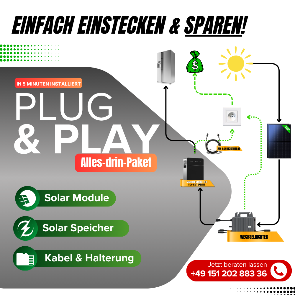 1800 Watt Marstek Venus E 3.0 5,12 kWh Balkonkraftwerk Speicher Set