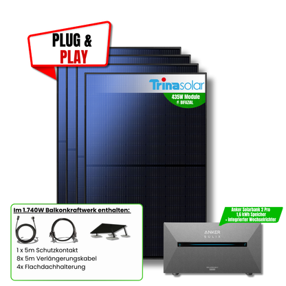 1740 Watt Anker Pro 2 E1600 Balkonkraftwerk