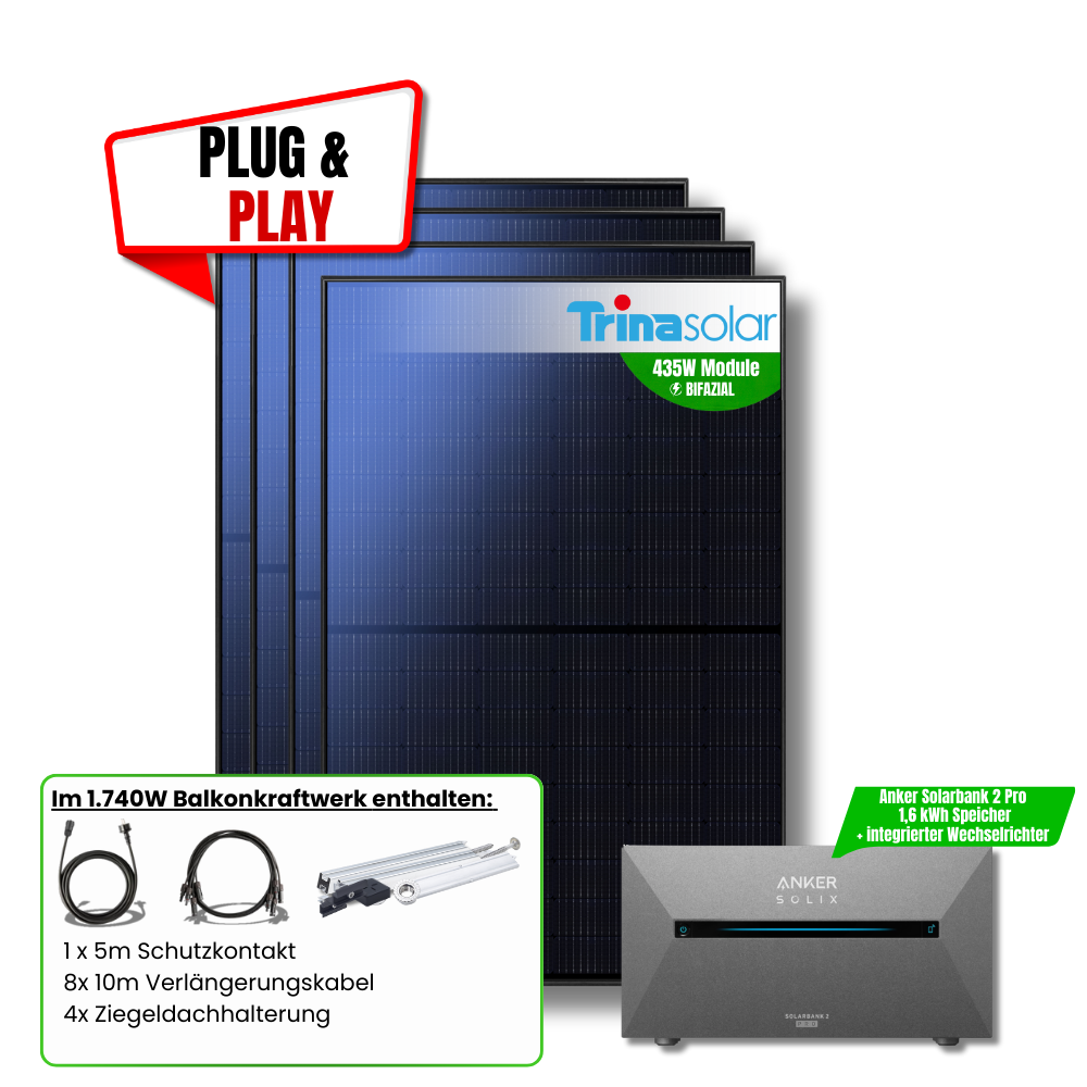1740 Watt Anker Pro 2 E1600 Balkonkraftwerk