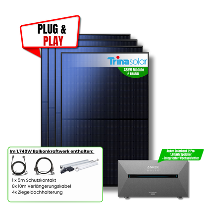 1740 Watt Anker Pro 2 E1600 Balkonkraftwerk