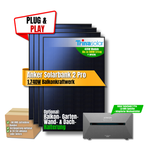 1740 Watt Anker Pro 2 E1600 Balkonkraftwerk