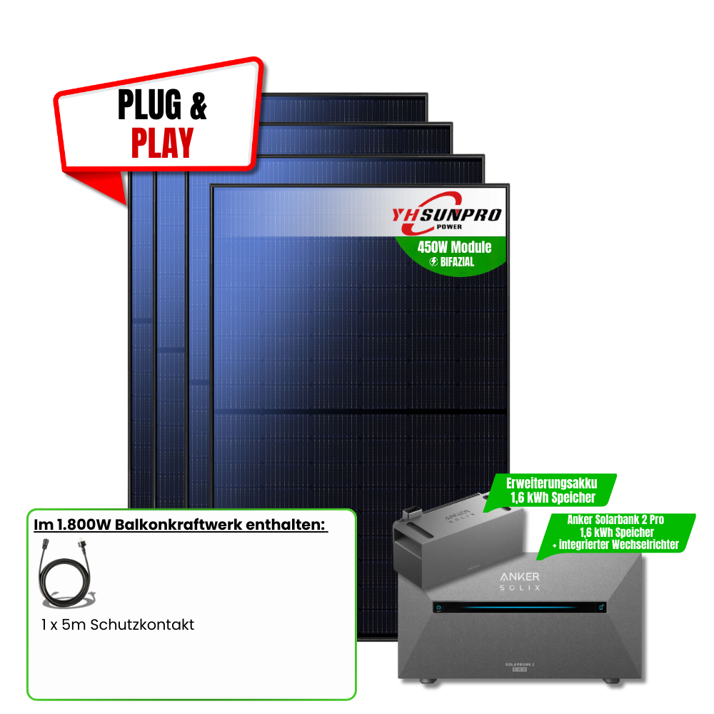1800W Anker 2 Pro Balkonkraftwerk + Erweiterungsakku
