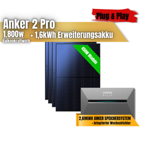 1800W Anker 2 Pro Balkonkraftwerk + Erweiterungsakku