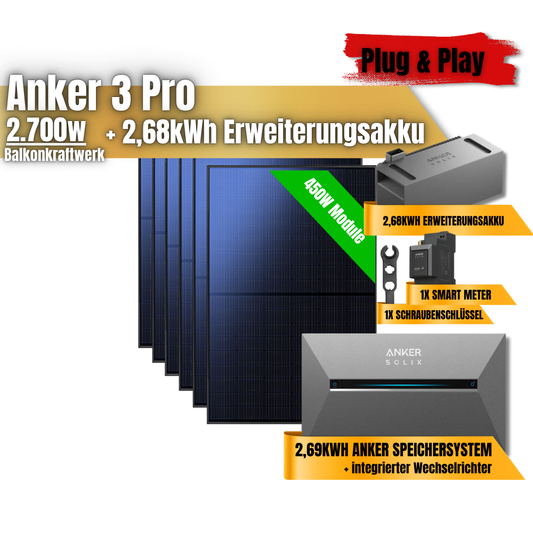 2700W Anker 3 Pro Balkonkraftwerk + Erweiterungsakku