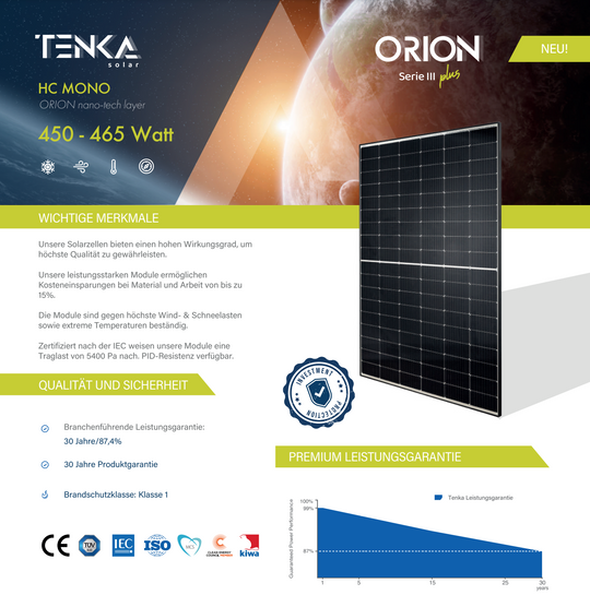 Tenka 'Orion Series 3' 430W - 465W / Monofazial