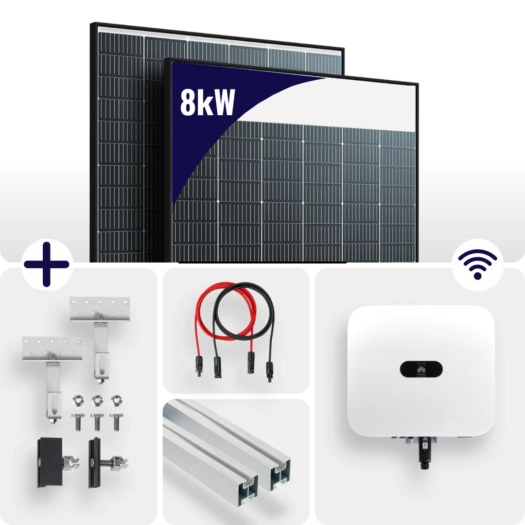 PV Komplettpaket Huawei 8kW Trina 435 Vertex S+ Black Frame Module + Schrägdachmontage