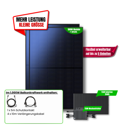 1.000 W Balkonkraftwerk TSUN mit 2 kWh Speicher