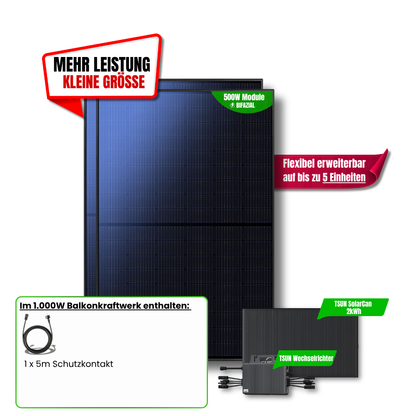 1.000 W Balkonkraftwerk TSUN mit 2 kWh Speicher