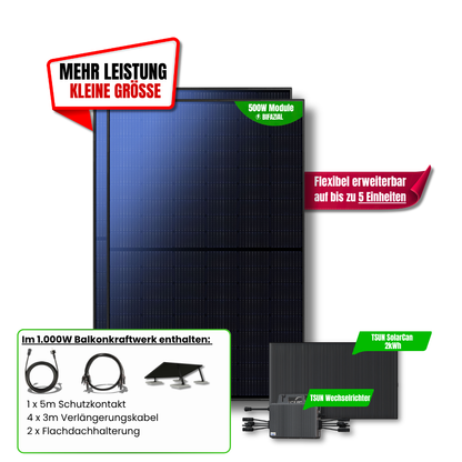 1.000 W Balkonkraftwerk TSUN mit 2 kWh Speicher
