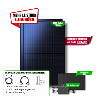 1.000 W Balkonkraftwerk TSUN mit 2 kWh Speicher
