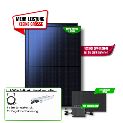 1.000 W Balkonkraftwerk TSUN mit 2 kWh Speicher