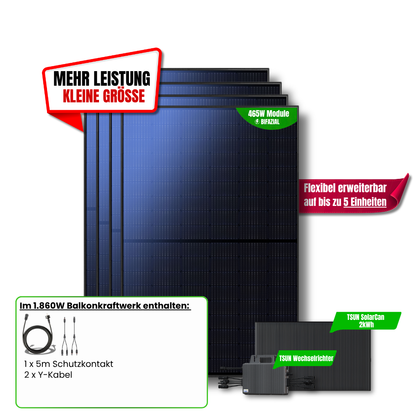 1.860 W Balkonkraftwerk TSUN mit 2 kWh Speicher