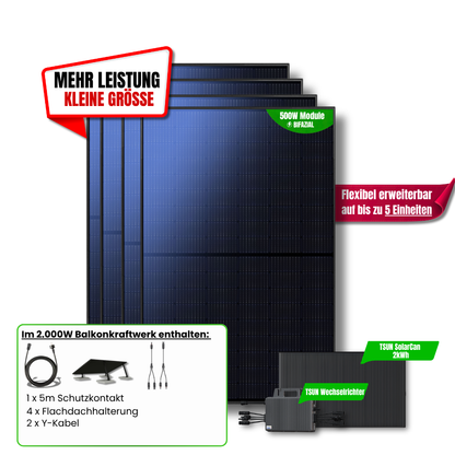 2.000 W Balkonkraftwerk TSUN mit 2 kWh Speicher
