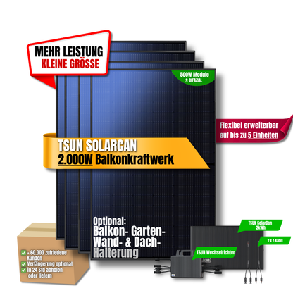 2.000 W Balkonkraftwerk TSUN mit 2 kWh Speicher