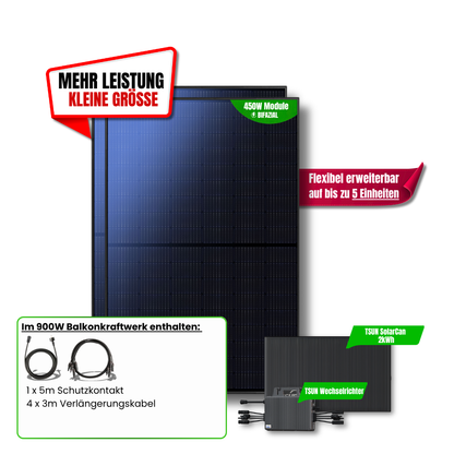 900 W Balkonkraftwerk TSUN mit 2 kWh Speicher