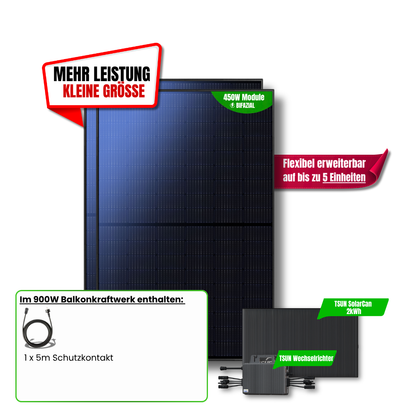 900 W Balkonkraftwerk TSUN mit 2 kWh Speicher