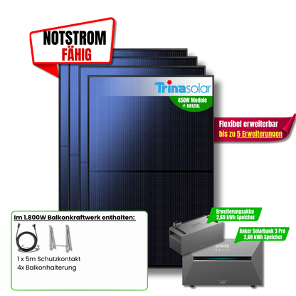 1800W Anker 3 Pro Balkonkraftwerk + Erweiterungsakku