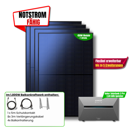 1800 W Balkonkraftwerk Anker SOLIX Solarbank 3 Pro