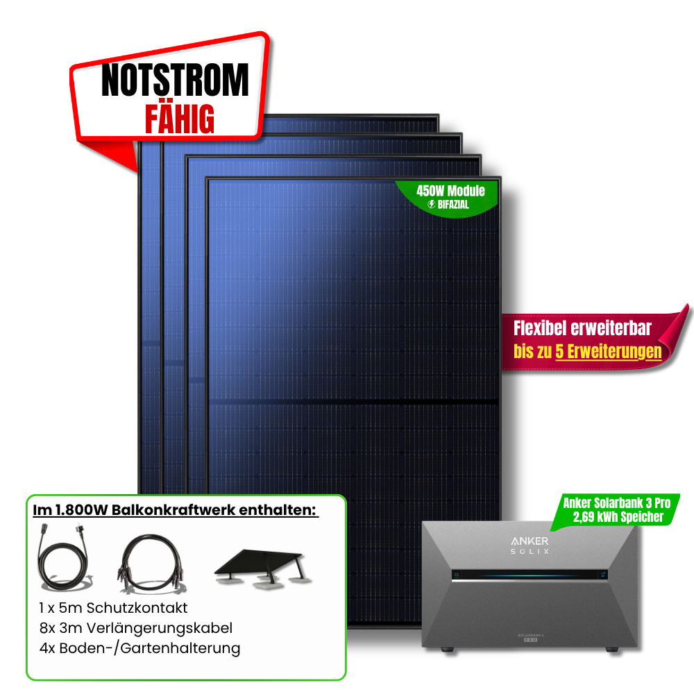 1800 W Balkonkraftwerk Anker SOLIX Solarbank 3 Pro
