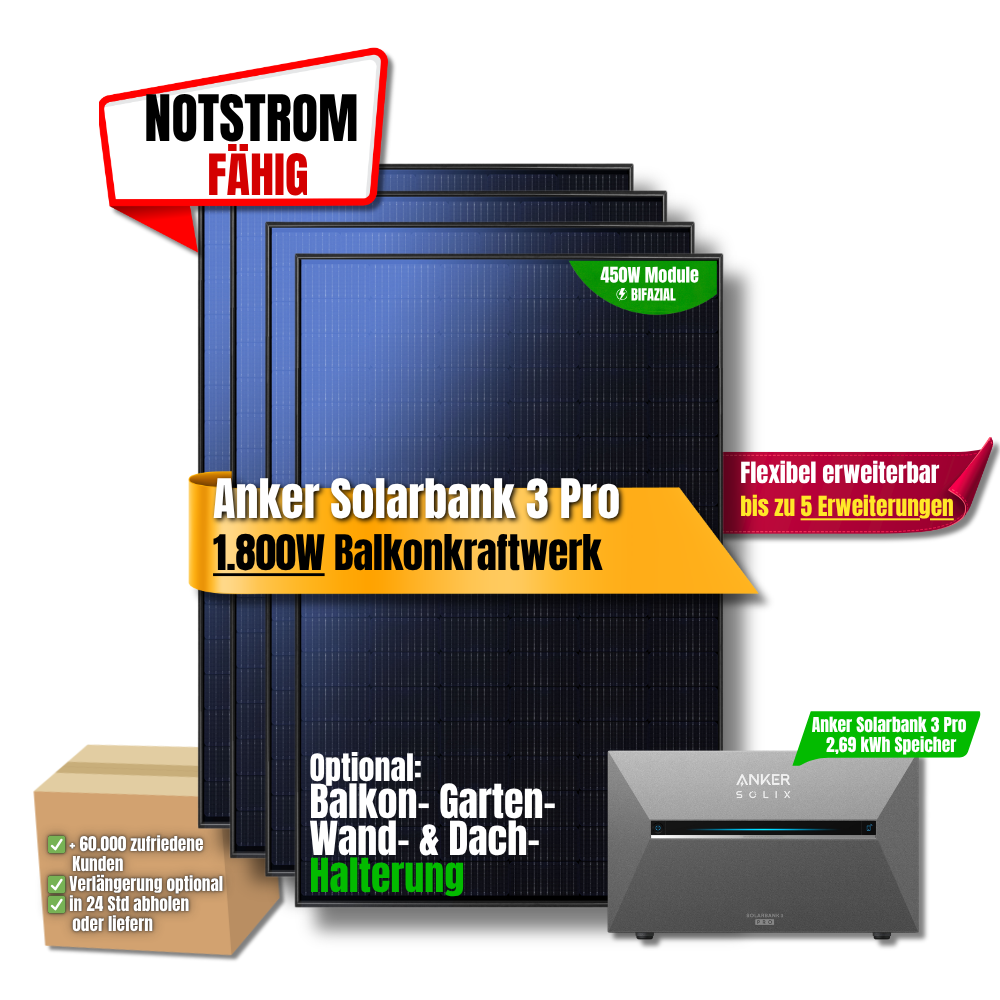 1800 W Balkonkraftwerk Anker SOLIX Solarbank 3 Pro
