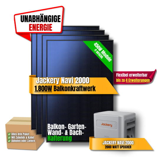 1800W Jackery Navi 2000 Balkonkraftwerk