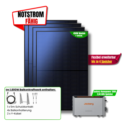1800 W Balkonkraftwerk Jackery Homepower 2000 Speicher