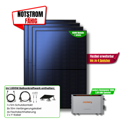 1800 W Balkonkraftwerk Jackery Homepower 2000 Speicher